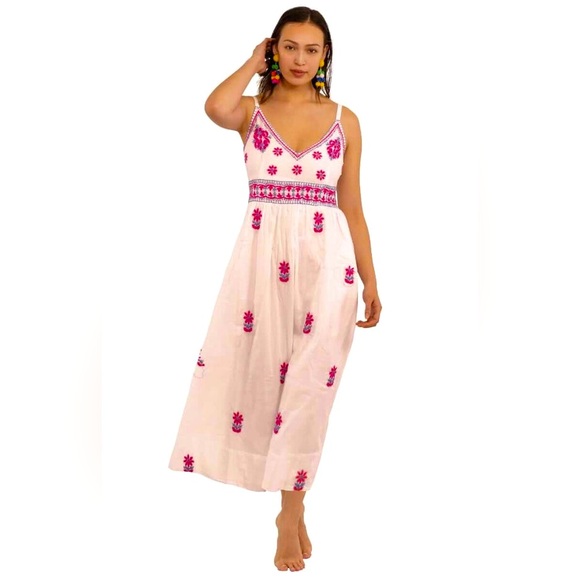Gretchen Scott Designs Dresses & Skirts - Gretchen Scott Hand Embroidered Midi Dress - Fiesta Time
